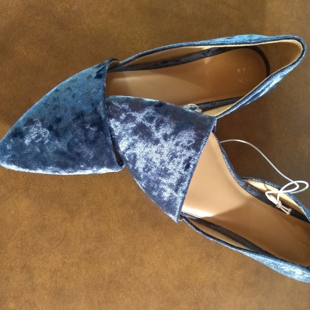 NWT blue velvet flats A New Day